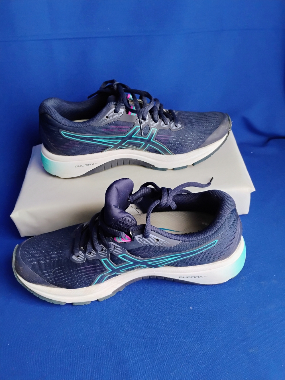 Asics Navy Running Shoes with Teal Accents